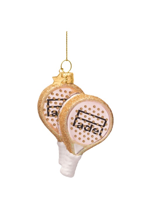 Vondels Zacht Roze Padelracket kersthanger 9 cm - achterkant 3 lichtroze