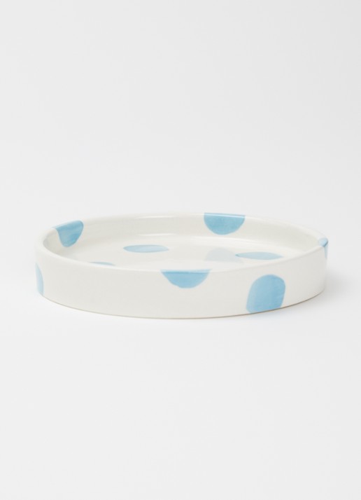 vtwonen Dots gebaksbordje 13 cm  - voorkant 3 lichtblauw