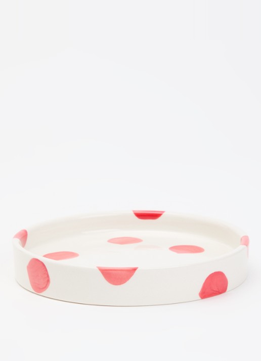 vtwonen Dots gebaksbordje 13 cm  - voorkant 2 rood
