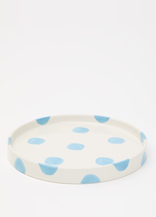 vtwonen Dots ontbijtbord 20 cm  - voorkant 2 lichtblauw