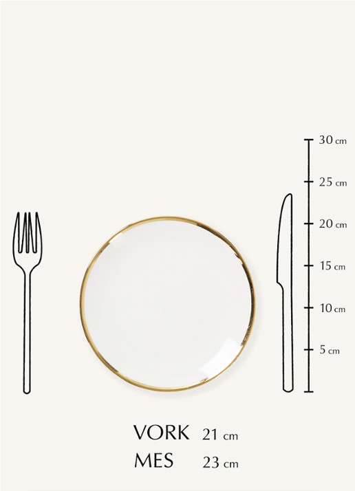 vtwonen Gold bord 20 cm - detail 2 wit