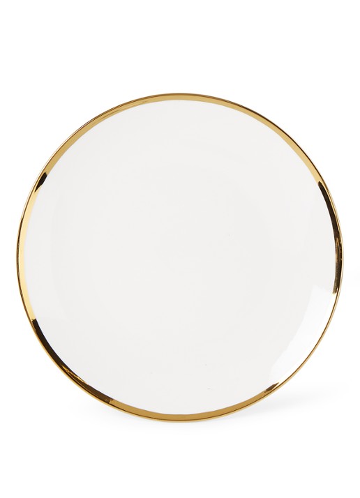 vtwonen Gold dinerbord 25,5 cm - voorkant 2 wit