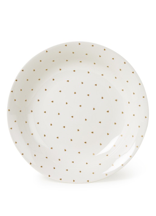vtwonen Golden Hearts pastabord 25,5 cm  - voorkant wit