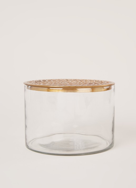 vtwonen Metal Lid Gold M vaas 13 cm - voorkant 2 transparant