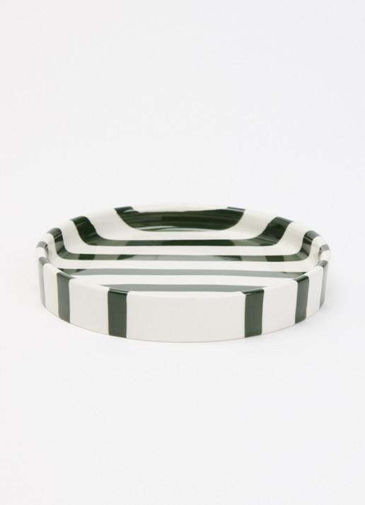 vtwonen Stripes gebaksbordje 13 cm - voorkant 2 groen