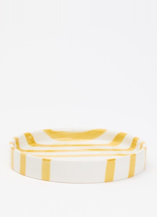 vtwonen Stripes gebaksbordje 13 cm  - voorkant 2 geel