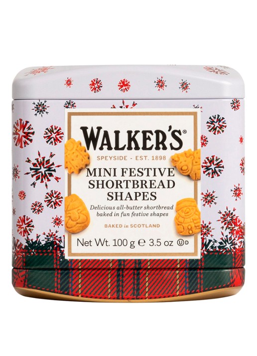 Walkers Mini Shortbread Festive Shapes zandkoekjes in blik 100 gram