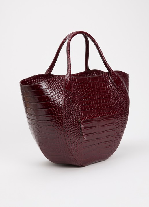 Wandler Mia shopper van leer met crocostructuur - achterkant 8 bordeauxrood