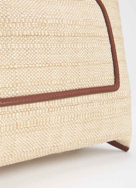 Wandler Penelope schoudertas van raffia met details van kalfsleer - detail 4 beige