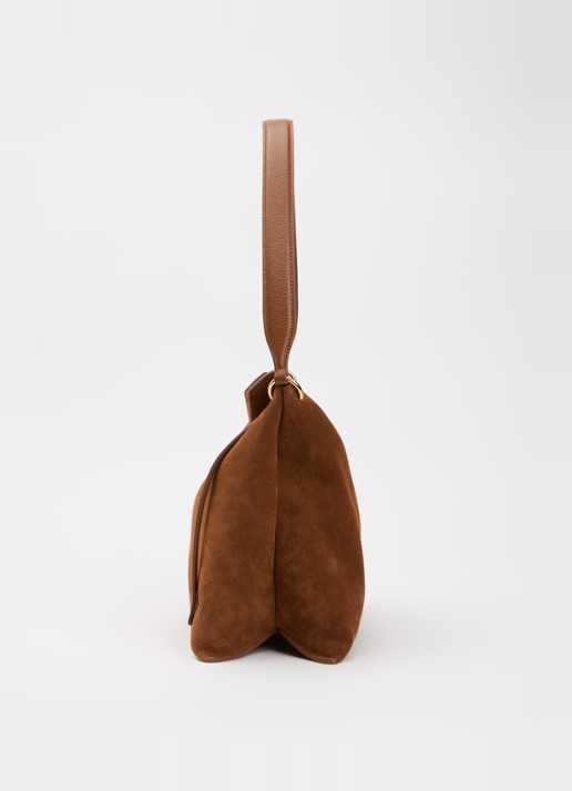 Wandler Penelope Tote Small schoudertas van kalfssuède - detail 4 cognac