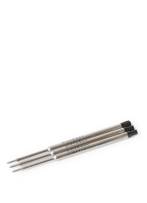 Waterman Balpen vulling medium zwart set van 3 - voorkant zwart