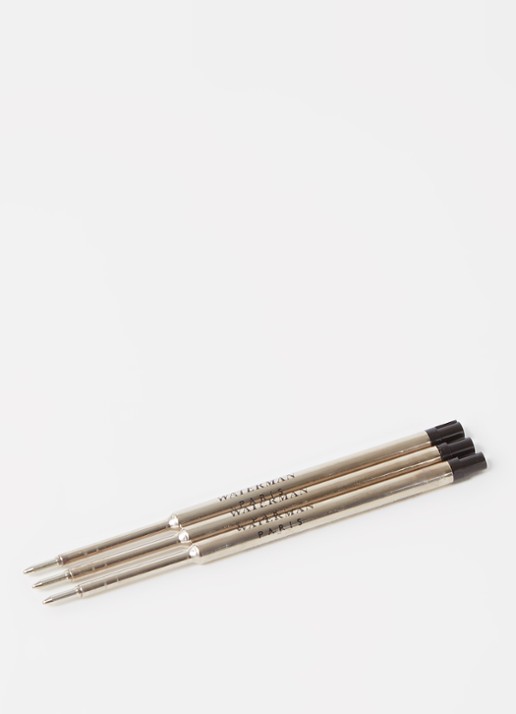 Waterman Balpen vulling medium zwart set van 3 - voorkant 2 zwart