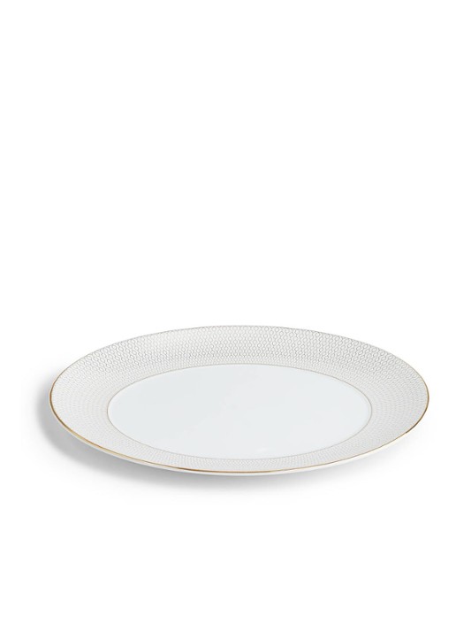 Wedgwood Gio Gold ovale serveerschaal 33 cm - detail wit