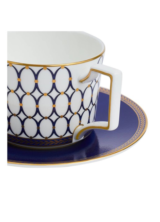 Wedgwood Renaissance Gold kop en schotel 22 cl set van 2 - voorkant 3 donkerblauw
