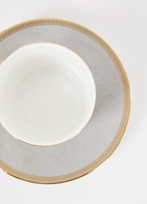 Wedgwood Renaissance Grey kop en schotel 25 cl set van 2 - voorkant 2 grijs