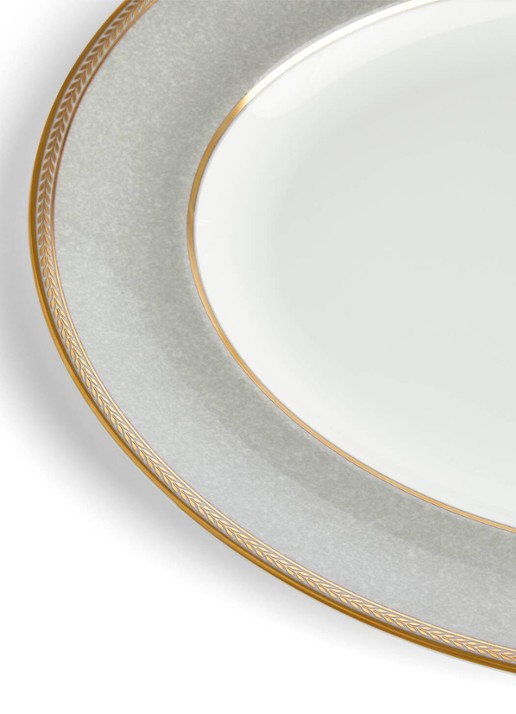 Wedgwood Renaissance Grey serveerschaal 35,7 cm  - detail wit