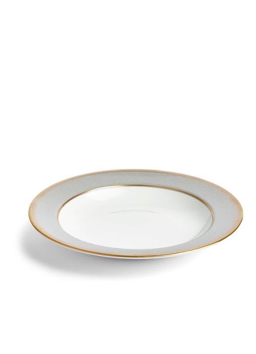 Wedgwood Renaissance Grey soepbord 22,8 cm  - voorkant 2 wit
