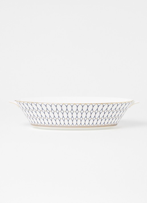 Wedgwood Renaissance Open saladeschaal 33 cm - voorkant 3 donkerblauw