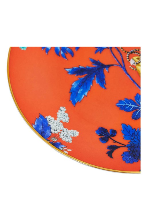 Wedgwood Wonderlust Golden Parrot ontbijtbord 20cm - voorkant 2 oranjerood