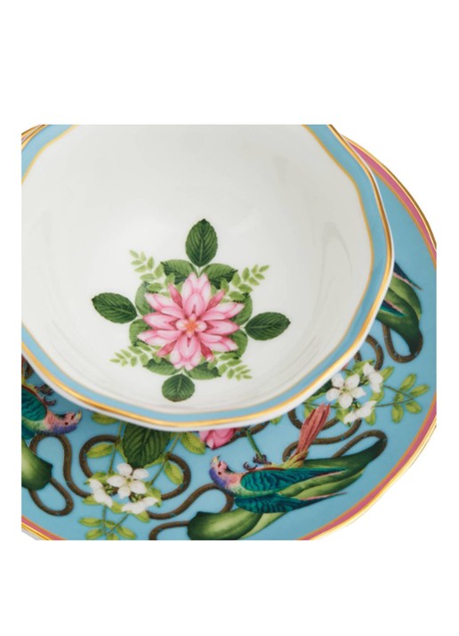Wedgwood Wonderlust Menagerie kop en schotel 15 cl - voorkant 2 lichtblauw