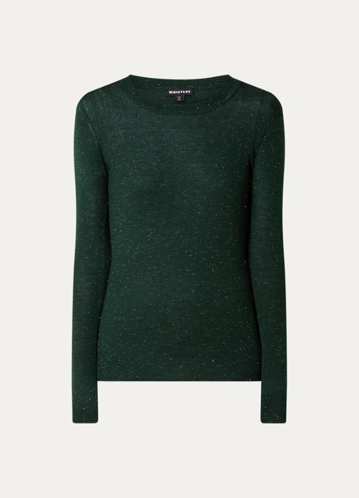 Whistles Annie fijngebreide pullover met lurex - voorkant 3 groen