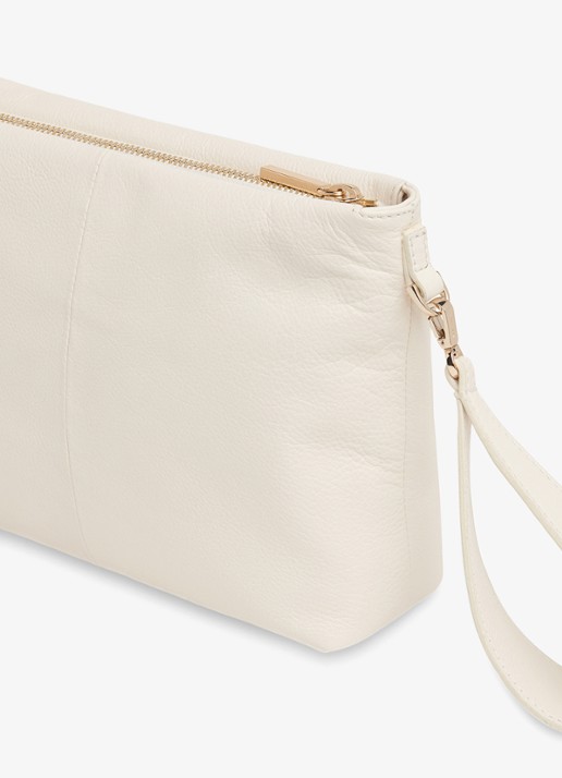 Whistles Avah clutch van leer - detail ivoor