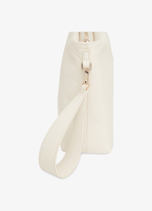 Whistles Avah clutch van leer - detail 3 ivoor