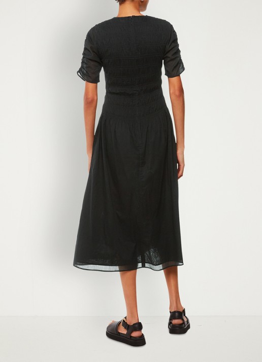 Whistles Avery midi jurk met smockwerk - achterkant 4 zwart