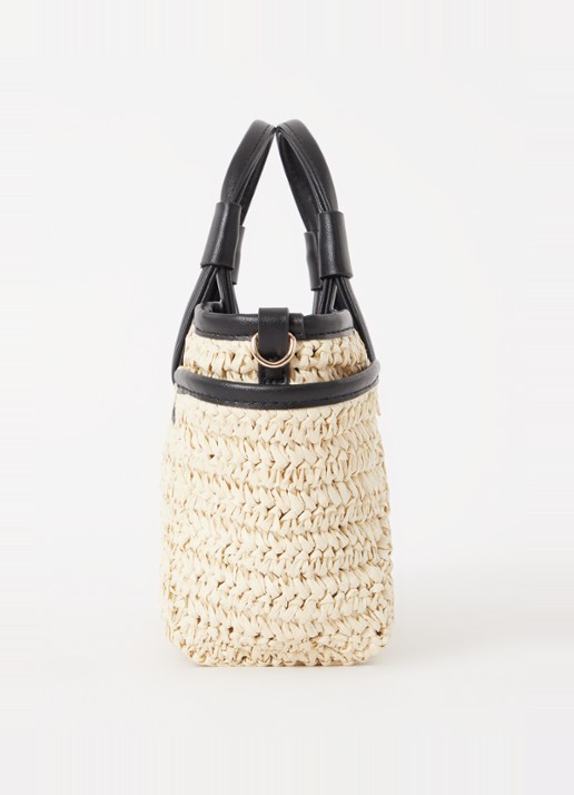 Whistles Aylin mini handtas van stro met uitneembaar etui - detail 2 beige