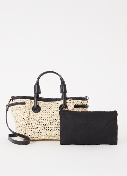 Whistles Aylin mini handtas van stro met uitneembaar etui