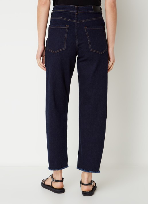 Whistles Barrel high waist cropped loose fit jeans met donkere wassing - achterkant indigo