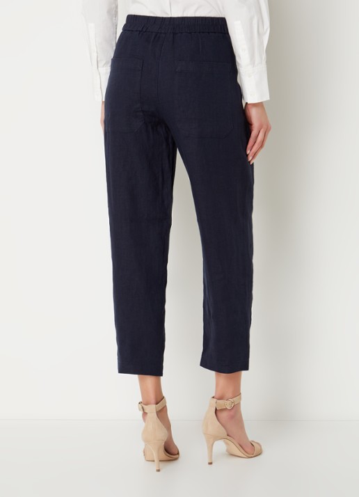 Whistles Barrel high waist cropped tapered fit broek van linnen - achterkant 5 indigo