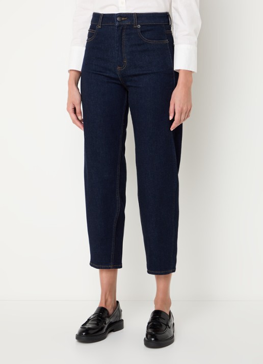 Whistles Barrel high waist cropped tapered jeans met donkere wassing