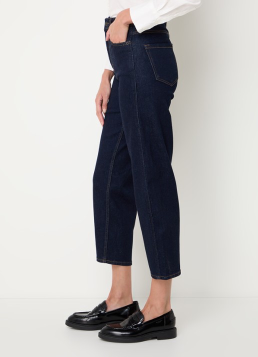 Whistles Barrel high waist cropped tapered jeans met donkere wassing - detail 2 indigo