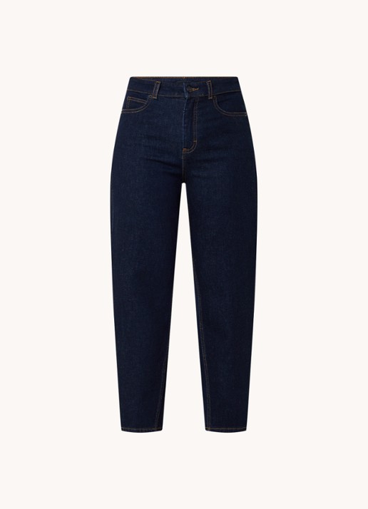 Whistles Barrel high waist cropped tapered jeans met donkere wassing - voorkant 4 indigo