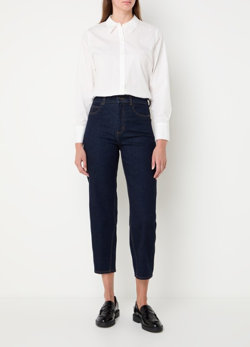 Whistles Barrel high waist cropped tapered jeans met donkere wassing - voorkant 5 indigo