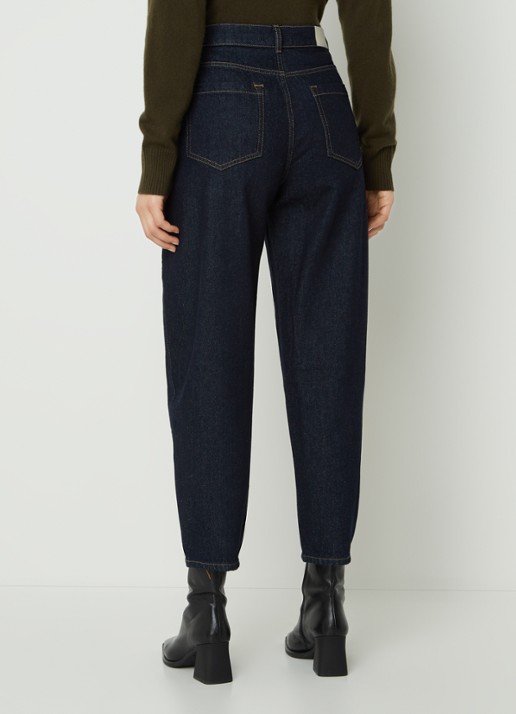 Whistles Barrel high waist tapered cropped jeans met donkere washing - achterkant indigo