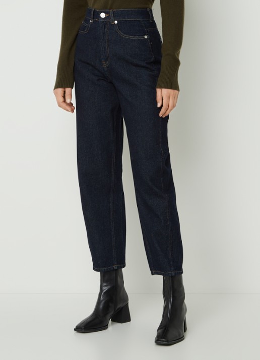 Whistles Barrel high waist tapered cropped jeans met donkere washing