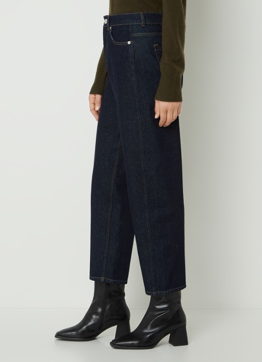 Whistles Barrel high waist tapered cropped jeans met donkere washing - detail 3 indigo