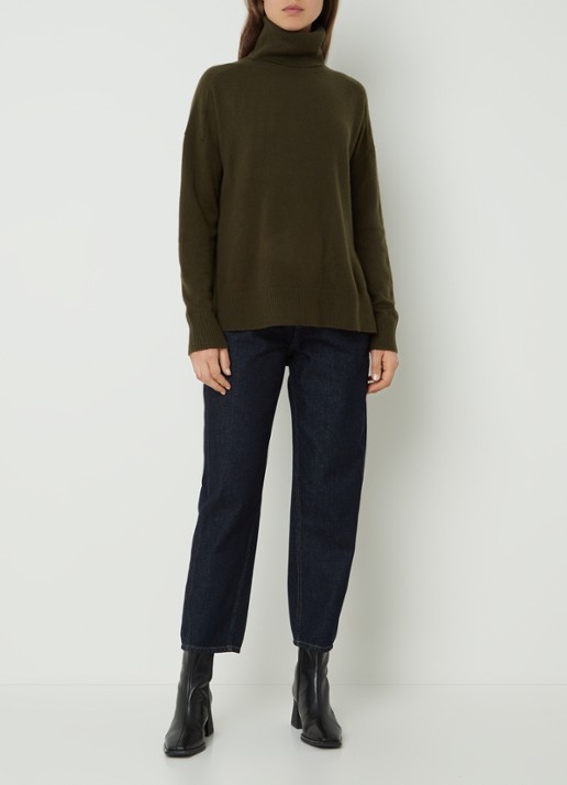Whistles Barrel high waist tapered cropped jeans met donkere washing - voorkant 5 indigo