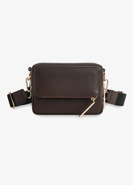 Whistles Bibi crossbodytas van leer  - achterkant bruin