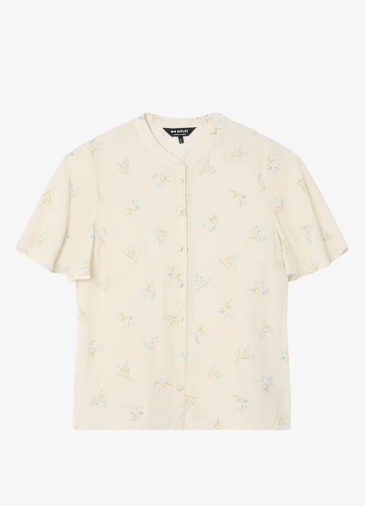 Whistles Blouse met bloemenprint en vlindermouw - voorkant 2 ivoor