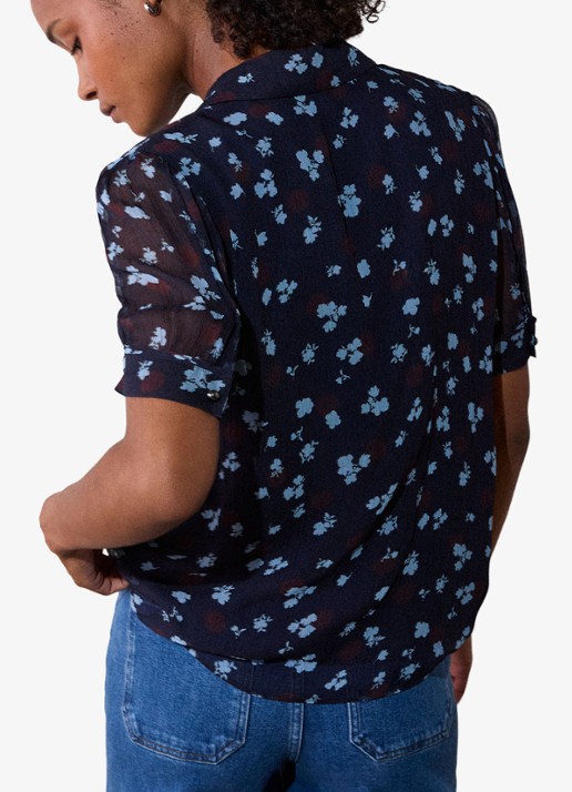 Whistles Blouse met bloemenprint - achterkant donkerblauw
