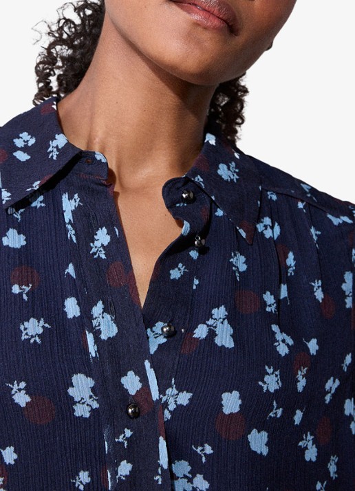 Whistles Blouse met bloemenprint - detail 5 donkerblauw