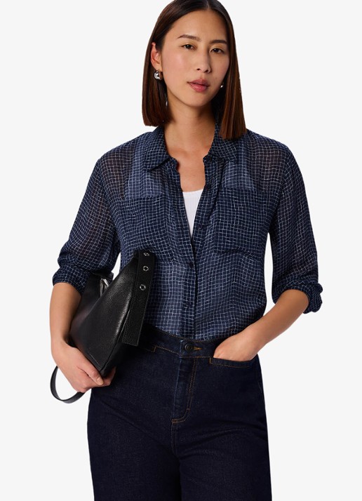 Whistles Blouse met borstzakken - detail 4 blauw