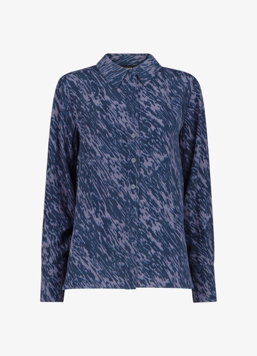 Whistles Blouse met grafische print - voorkant 4 donkerblauw