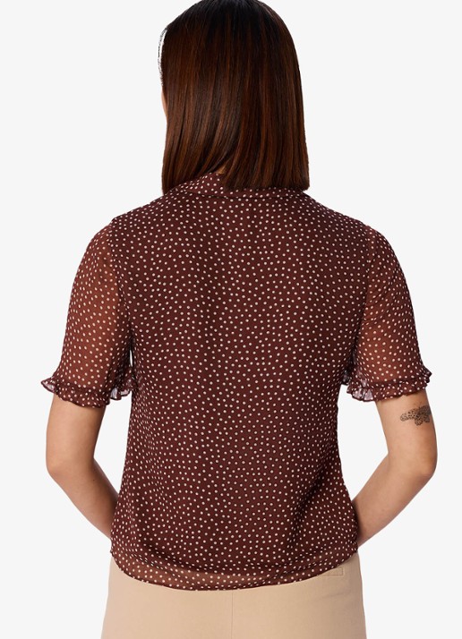 Whistles Blouse met stippenprint - achterkant 3 bruin