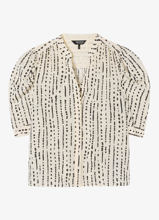 Whistles Blouse met stippenprint - voorkant ivoor