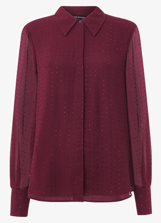 Whistles Blouse met strass - voorkant bordeauxrood