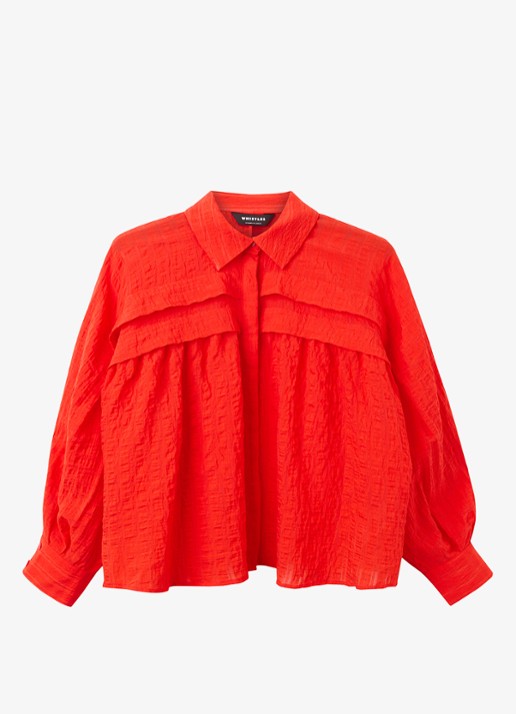 Whistles Blouse met textuur - voorkant steenrood